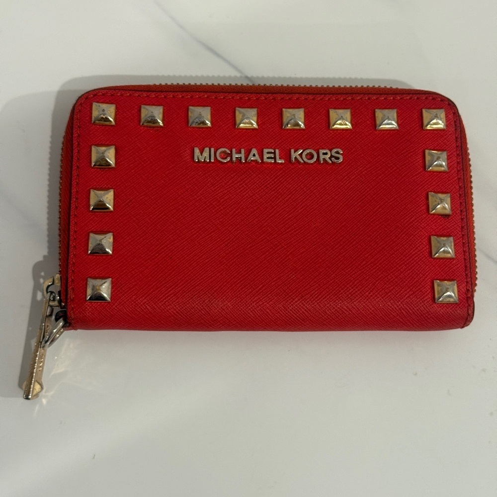 Michael Kors Red Wallet with Gold Accents - Picture 3 of 9
